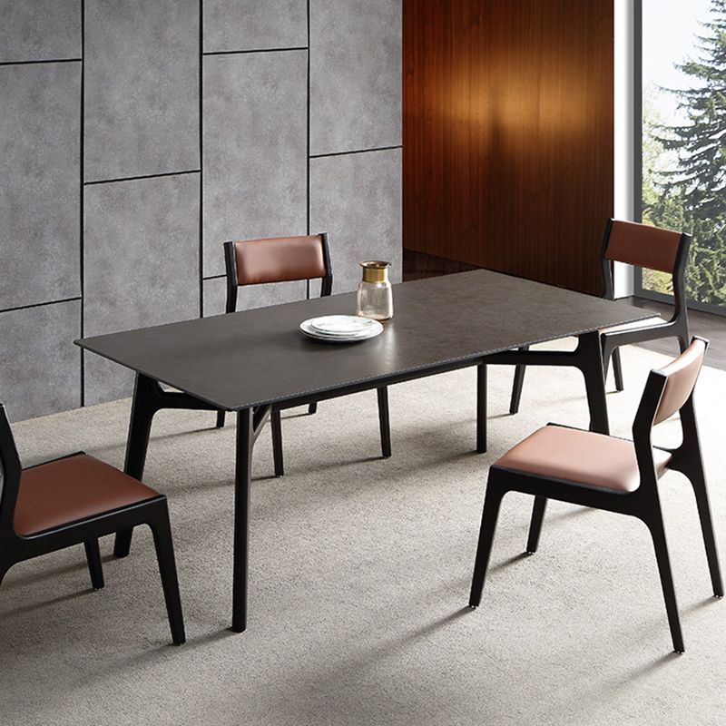 Modern Rectangle Dinette Set 1/4/5/7 Pieces Black Stone Top Indoor Dining Set