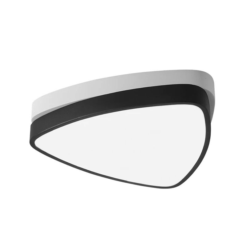 Plafonniers triangulaires pour chambre à coucher, 15/19/23 pouces, plafonnier moderne en fer et acrylique en blanc et noir, blanc chaud/blanc