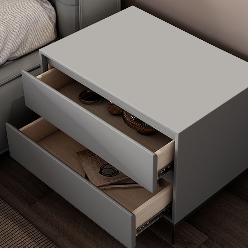 Modern Bedside Cabinet Leather Accent Table Nightstand with Drawers