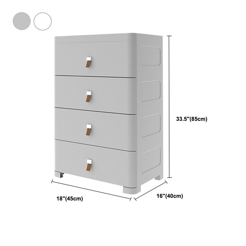 Contemporary Grey / White Chest Plastic Chest with Drawers for Bedroom