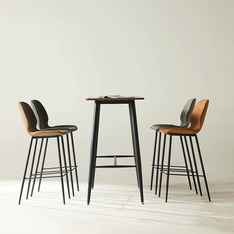 Contemporary PU Leather Bar Stool Low Back Upholstered Bar Stool