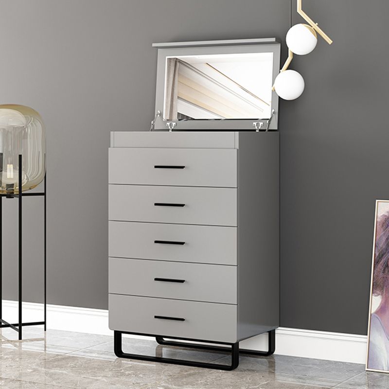 Contemporary Bedroom Storage Chest Engineered Wood Chest in Gray with Drawers