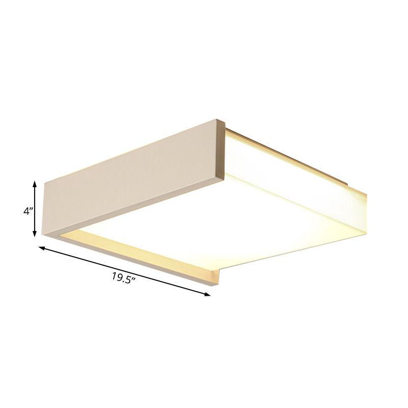 16"/19.5" Wide LED Bedroom Flush Mount Black/White Flush Ceiling Light Fixture with Brick Acrylic Shade, Warm/White Light