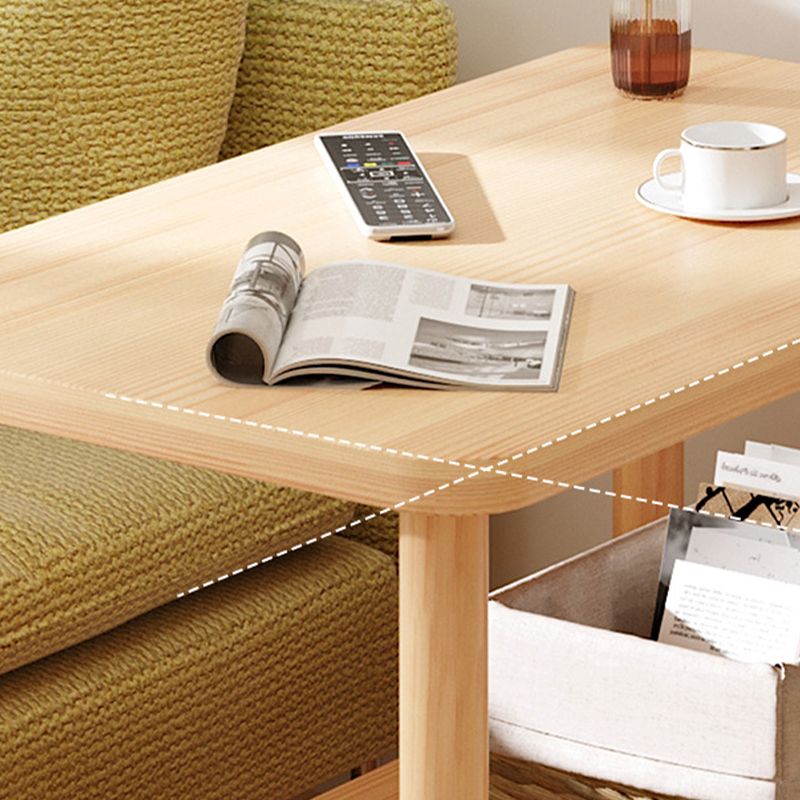 Modern Rectangular Corner Table Double Tier Wood Side End Table