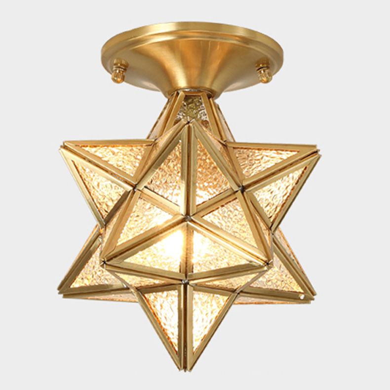 Star Shape Glass Ceiling Light Vintage Aisle Semi Mount Ceiling Lighting