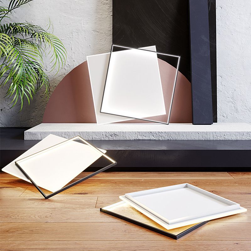 Metal Geometric Flush Mount Fixture Modern 2 Lights Flush Light Fixture in White