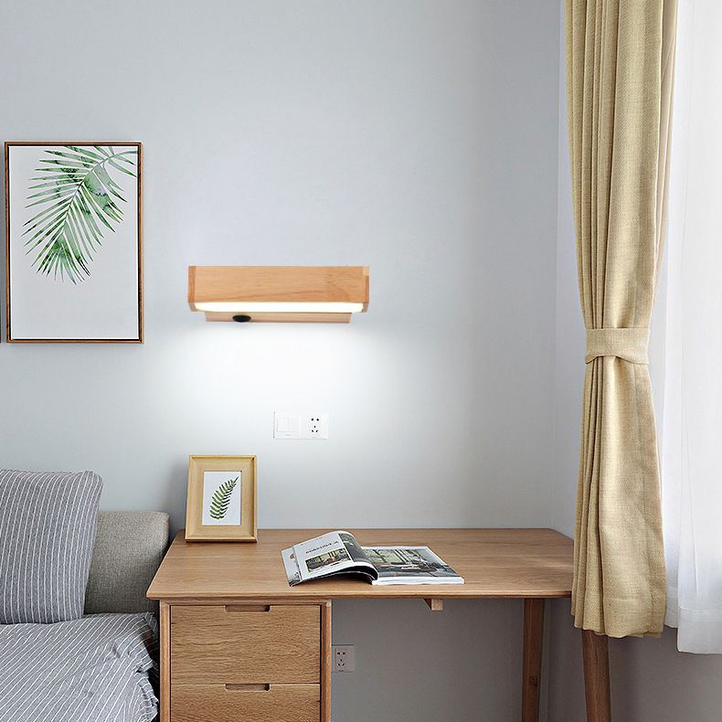 Moderne einfache HolzlED-Wandleuchten Rota-Tisch Wandmontierte Lampen für Schlafzimmer