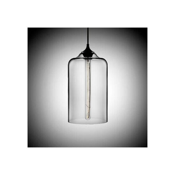 Éclairage pendentif cylindre post-verre moderne 1 clair rouge / bleu / clair de suspension claire