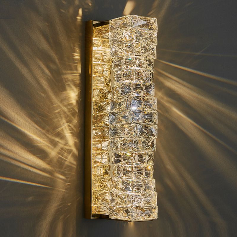 Luz de pared de acero inoxidable moderna Luz de pared geométrica apliques con cristal para sala de estar