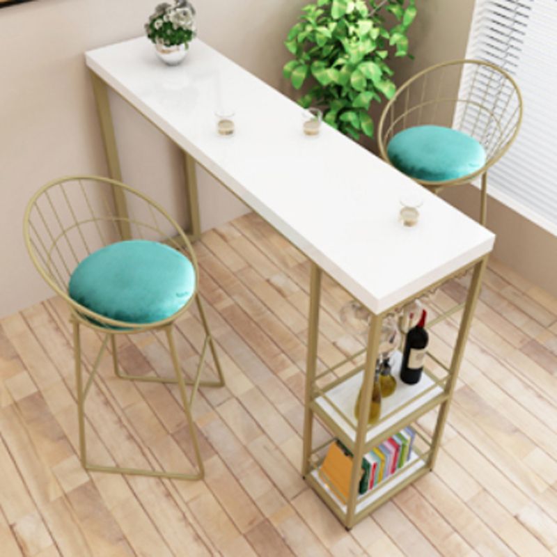 Glam 1/3 Pieces Bar Table Set Rectangle Stone Counter Table with Stools for Dining Room