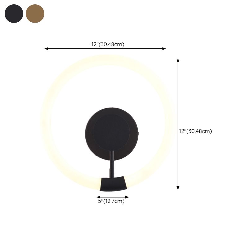 1-Light Round Sconce Light Fixture Modern Metal Wall Light for Bedroom