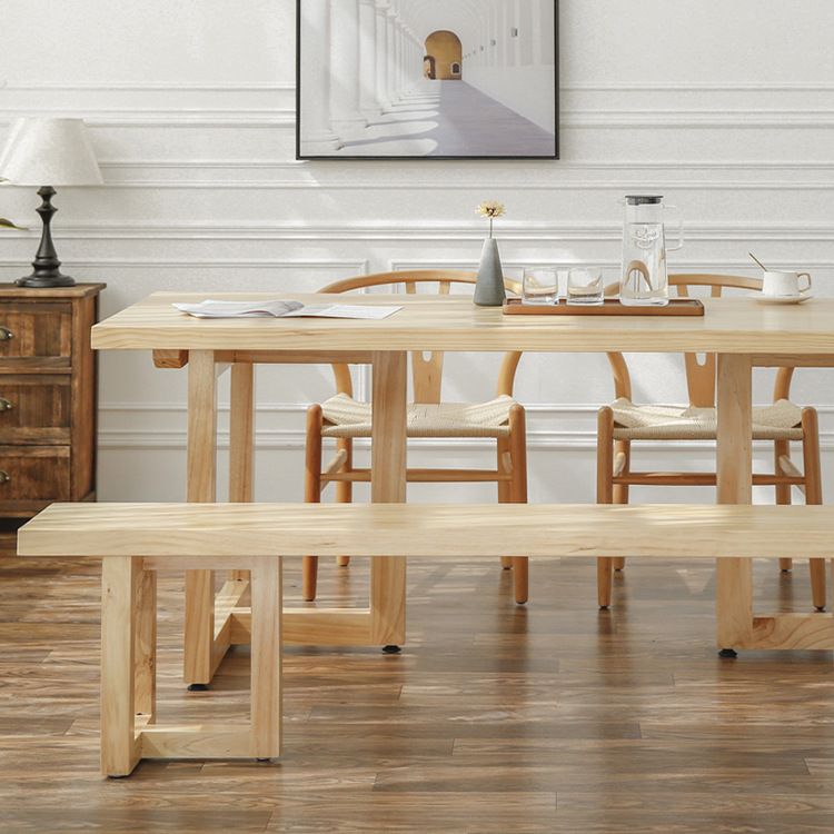 Modern Simple Solid Wood Table for Restaurant Rectangle Table with Wood Base
