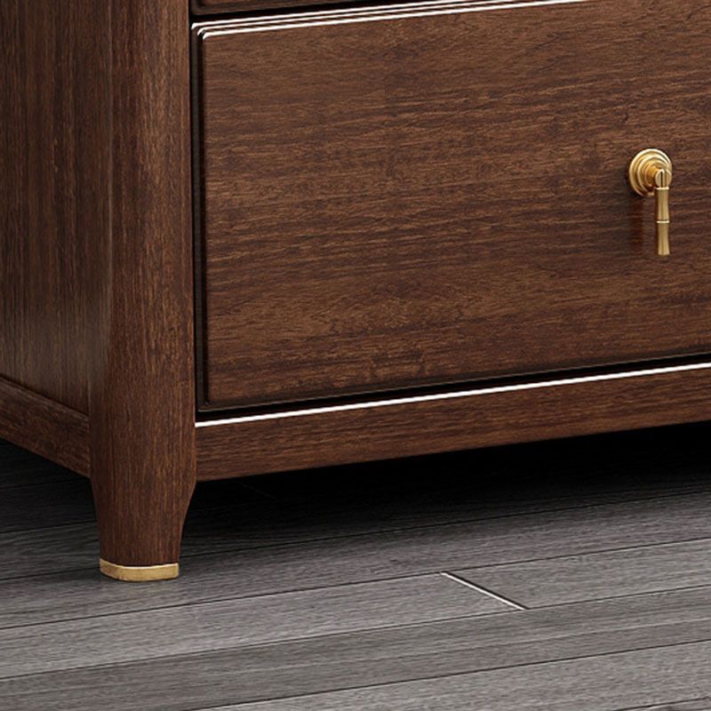 Glam Walnut Wood Storage Chest Bedroom Chest in Brown with Drawers