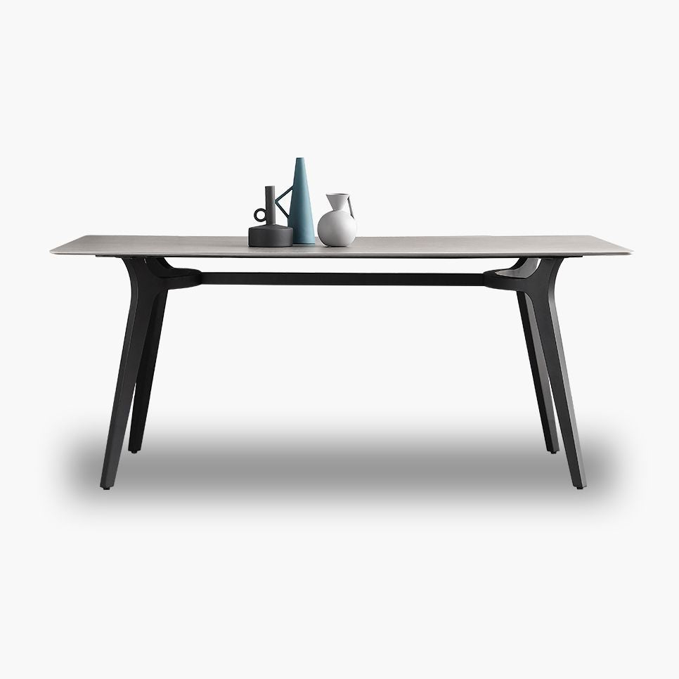 Table à manger en pierre de style industriel Table rectangle de base métallique pour la maison