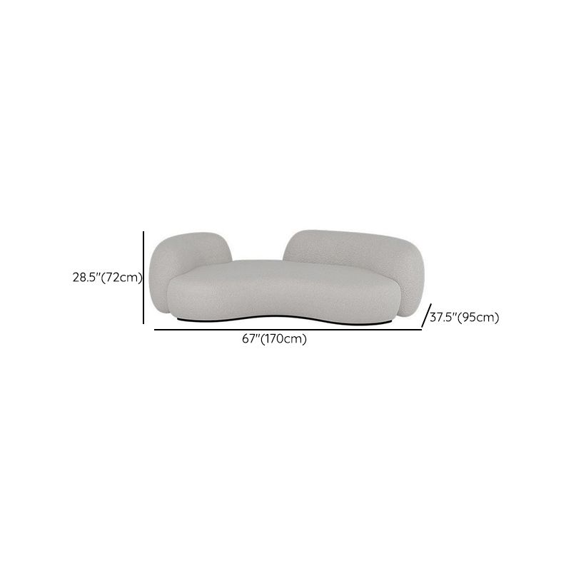 Contemporary White Wool Curved Sofa Sloped Arm Sofa for Living Room