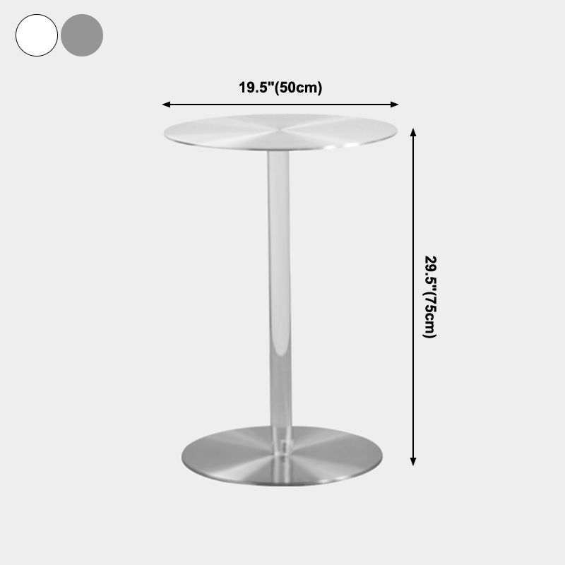 Metal Industrial Dining Table Stainless Steel Top Dining Table with Pedestal Base