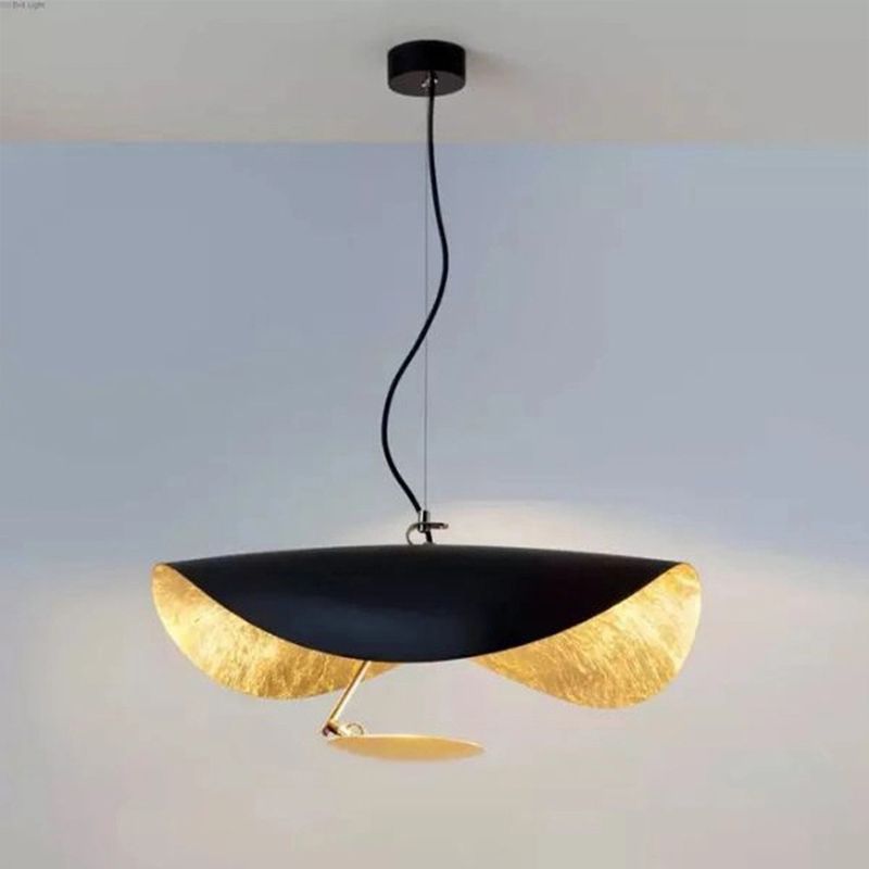 Metall Lotus Blattschatten LED -Federbeleuchtung minimalistischer Anhänger Deckenleuchte für Wohnzimmer