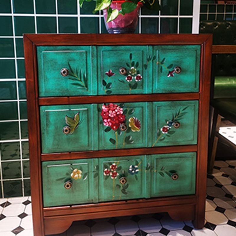 Mid-century Modern Accent Chest with Drawers, Wooden Rectangle Chest