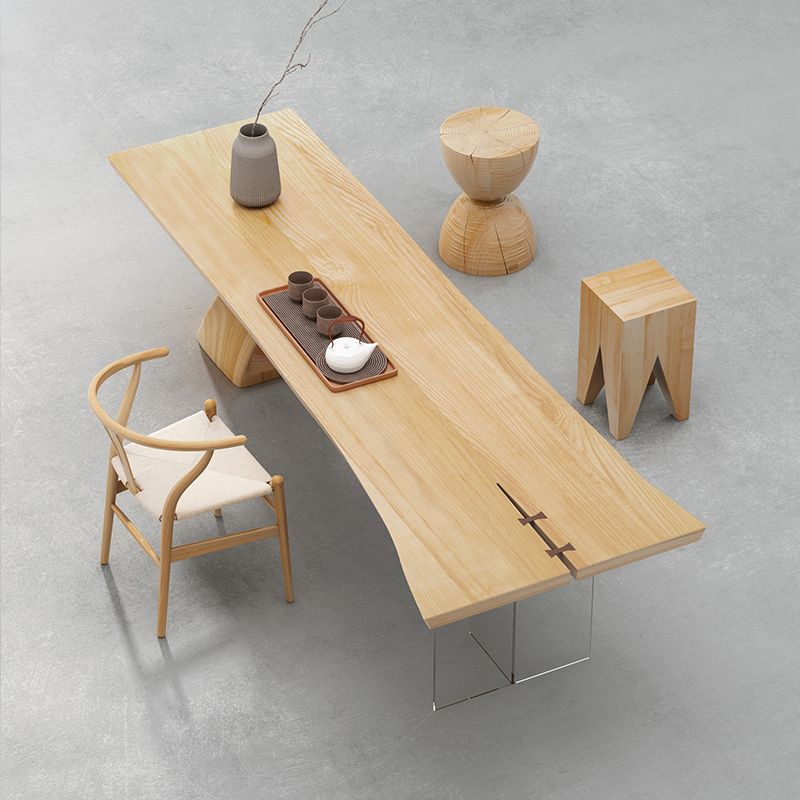 Modern 1/2 Pieces Rectangle Dining Set Solid Wood Dining Room Table with Chairs