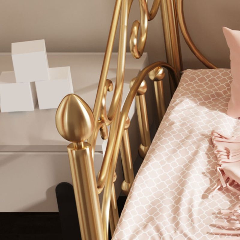 Glam Metallic Bed Frame 45" Tall Open-Frame Bed with Headboard