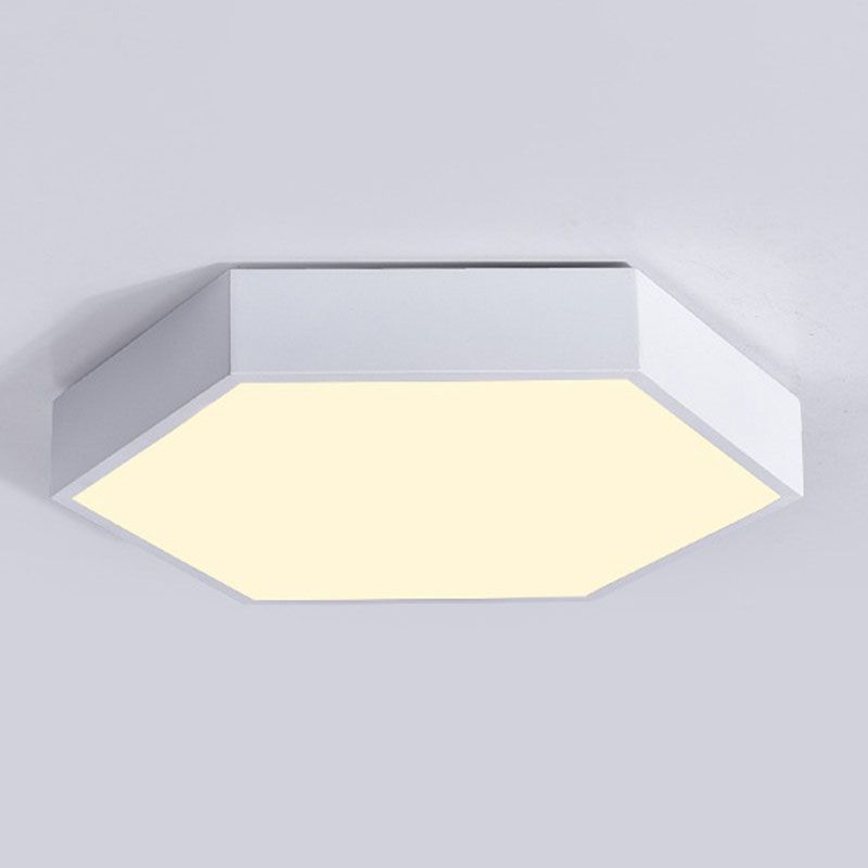 Hexagon Shape LED Ceiling Lamp Modern Macaroon Iron 1 Light Flush Mount for Bedroom