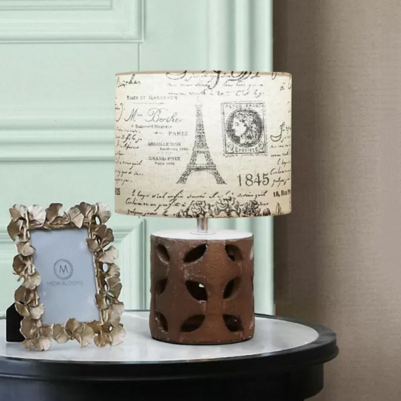 Tambre de la sala de estar iluminación de la tela del país 1 Luz de escritorio de guión de beige Luz de escritorio con resina Cilindro/Baluster