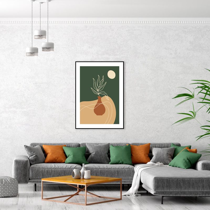 Toile de plante en Pot de couleur foncée, décoration murale texturée imprimée pour chambre, plusieurs tailles