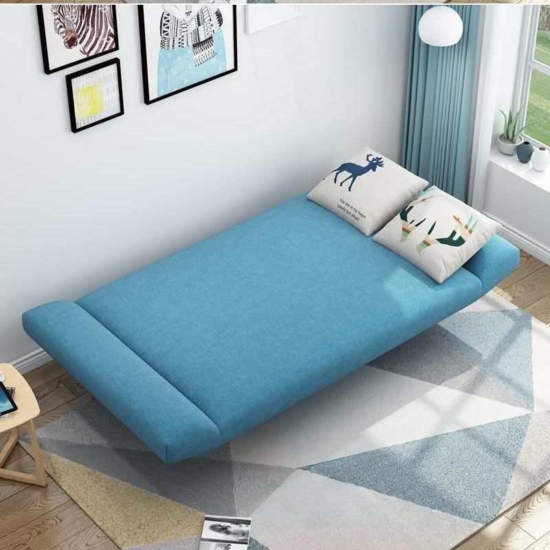 Linen Armless Sleeper with 2 Pillows Back for Apartment and Living Room