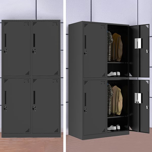 Black Steel Wardrobe Armoire Contemporary Hinged Wardrobe Cabinet