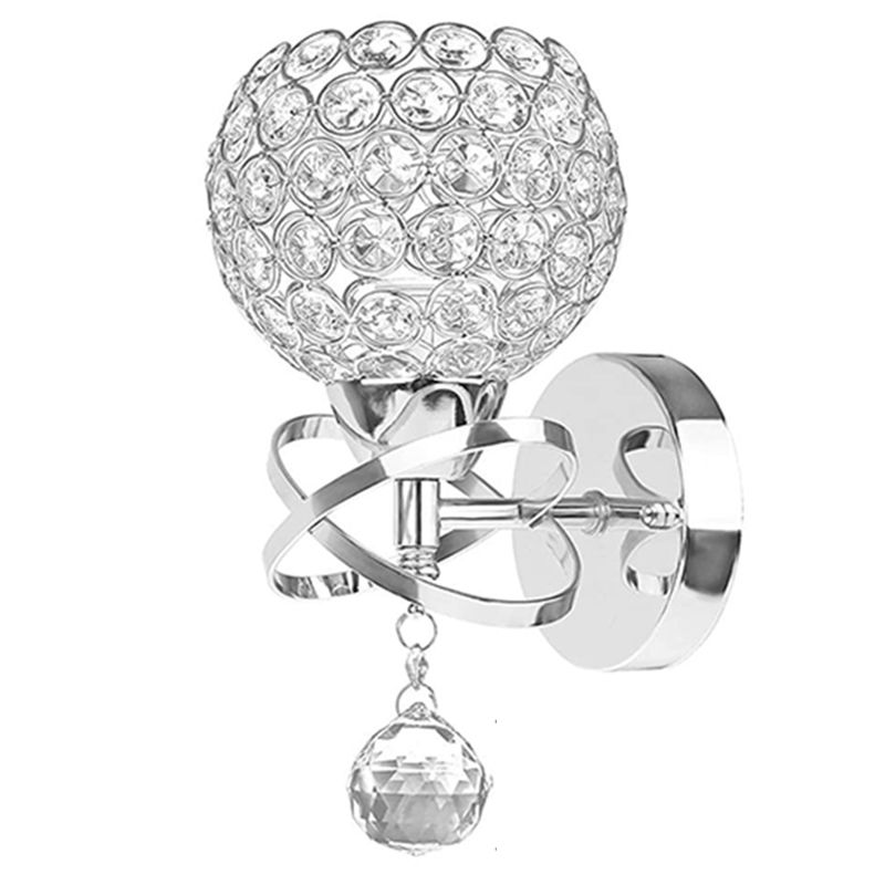 Chrome Finish Globe Wall Light Modernism 1 Head Crystal Wall Sconce Light for Foyer
