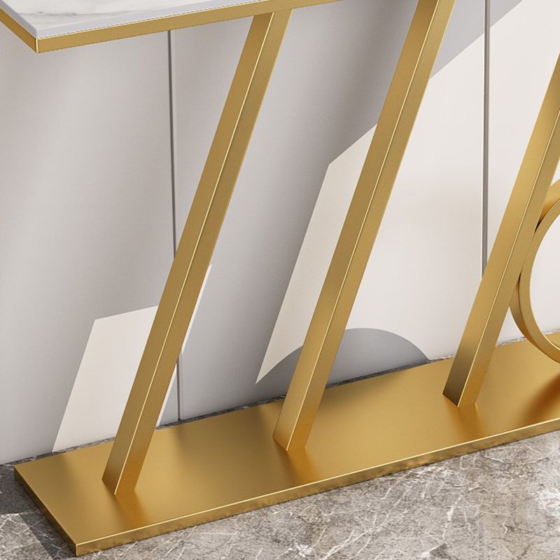 Scratch Resistant Glam Marble/metal Rectangle Console Table for Hall