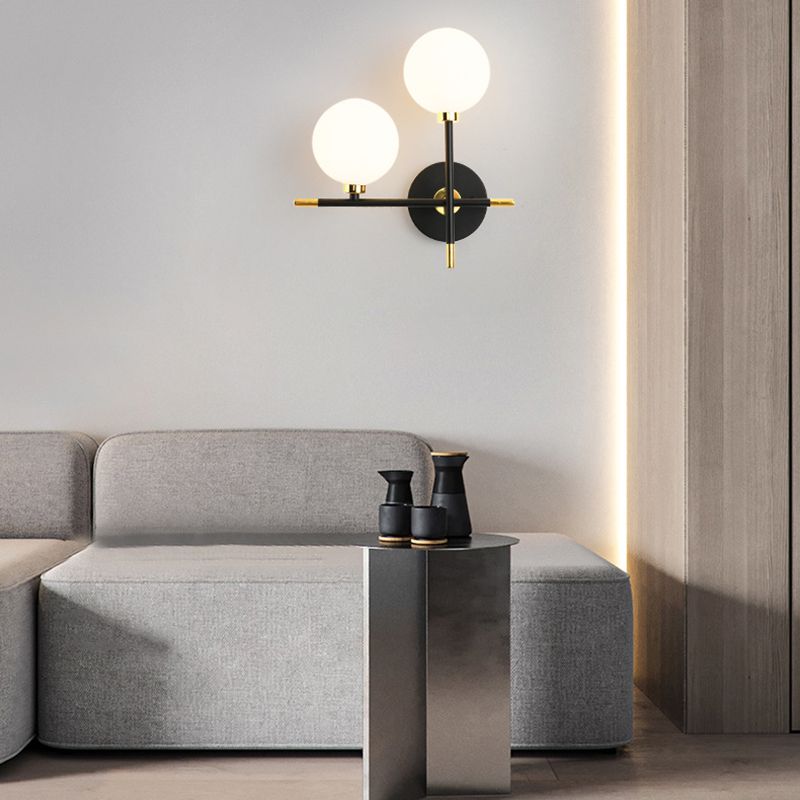 Wohnzimmer Glas Metall Wandleuchte zeitgenössische 2 Kopfwand montierte Leuchte