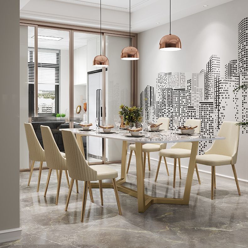 Luxe gesinterde stenen eettafel rechthoektafel met bakbasis