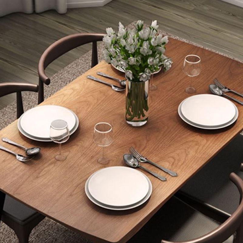 Metal Sled Base Dining Table Industrial Rectangle Dinette Table with Wood Top