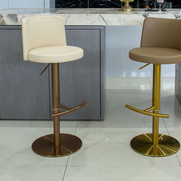 Industrial Adjustable Height Bar Stools Matte Finish Faux Leather Stools