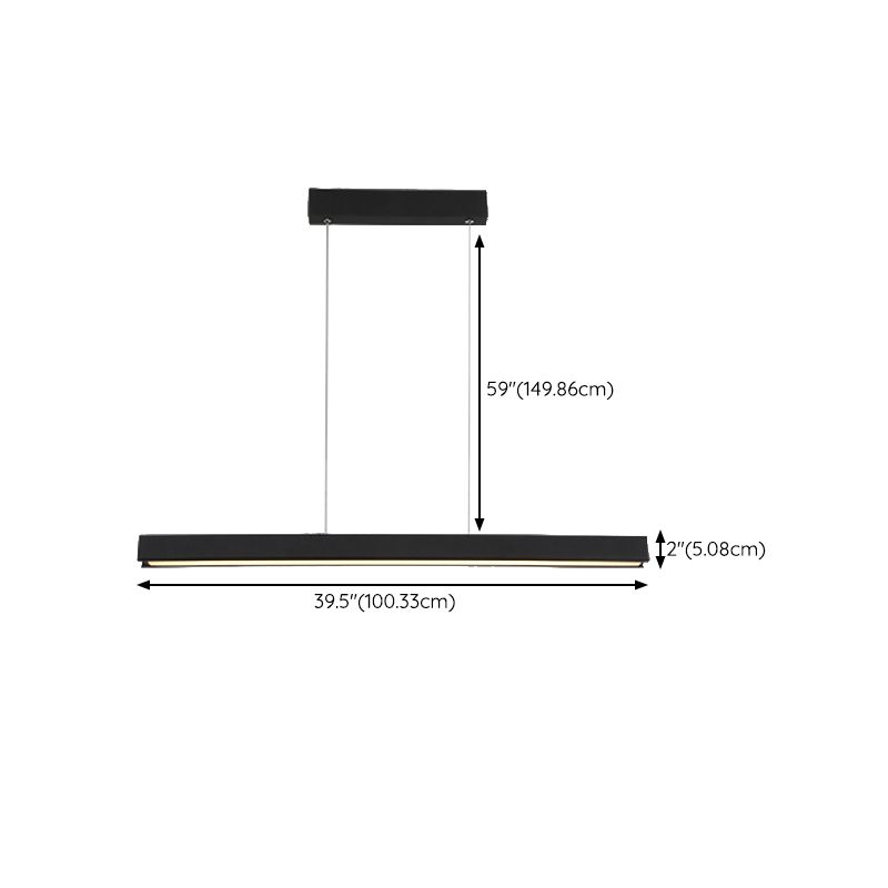 1 Light Linear Island Pendant Light Contemporary Metal in Black