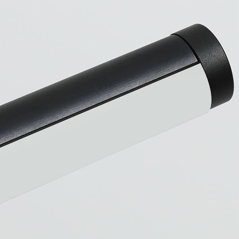 Black Aluminum Island Light Modern Linear Restaurant Hanging Lamp with Acrylic Shade