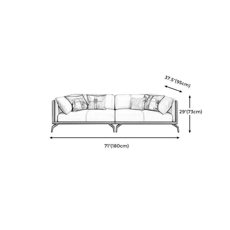 Stain Resistant Stationary Genuine Leather Pillow Top Arm Seating