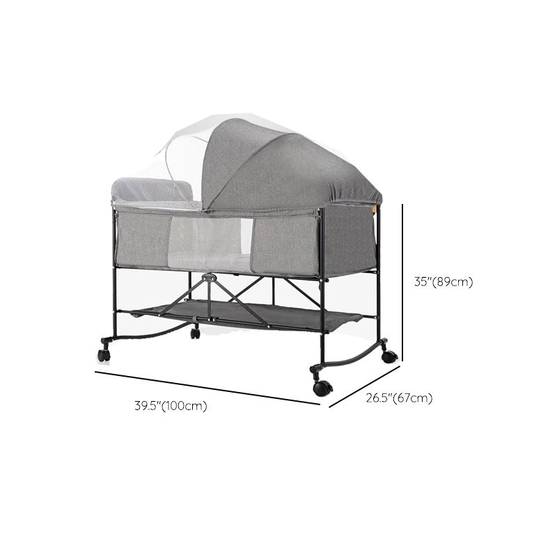 Metal Rectangle Bedside Crib Gliding and Rocking Crib Cradle for Baby