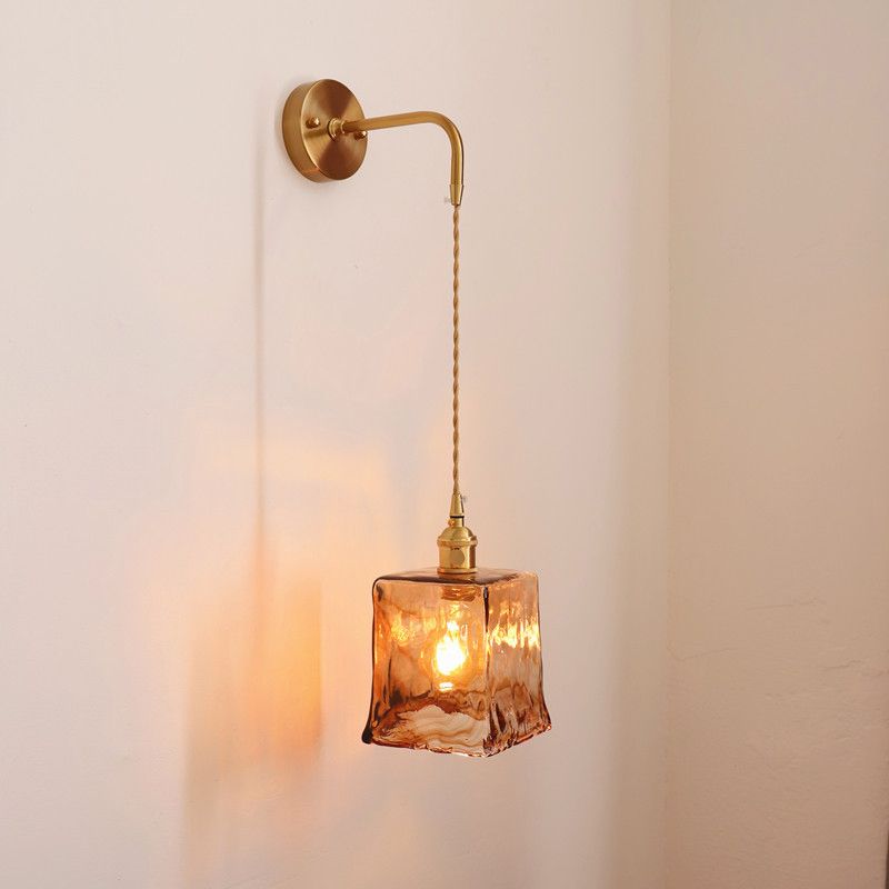 Binnen 1-Bulb Down Light Wall SCONCE LICHTING INDUSTRIËLE BRUIN GLAS SCONCE LICT BEMIDING