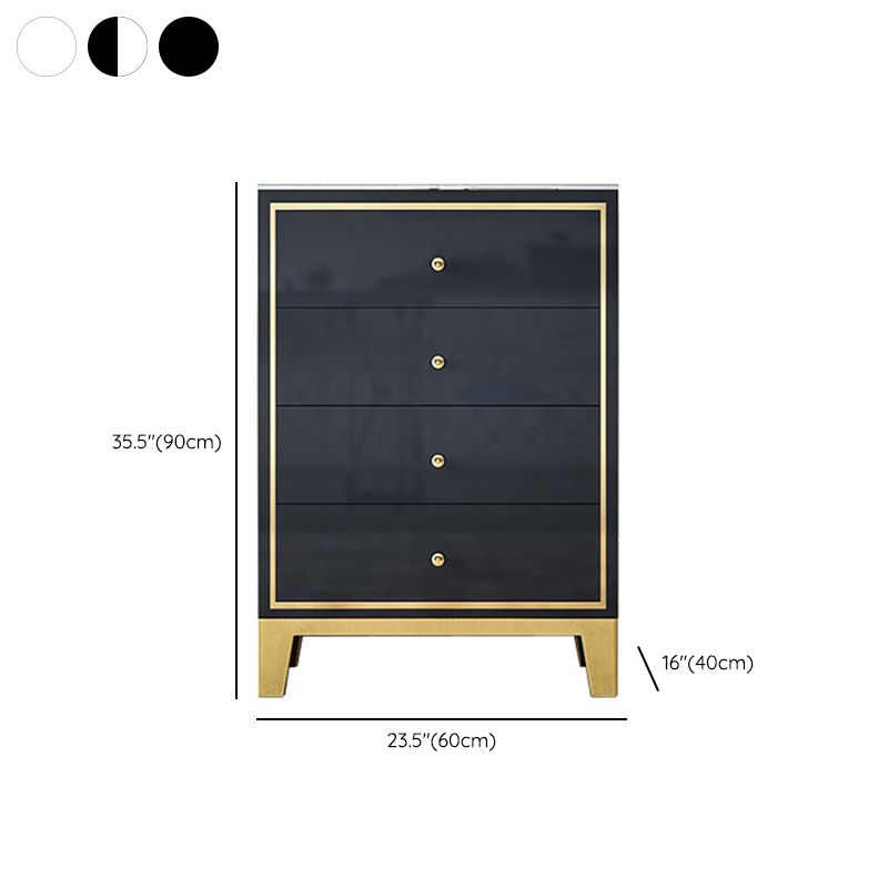 Glam Vertical Bedroom Chest Wooden Storage Chest with Drawers