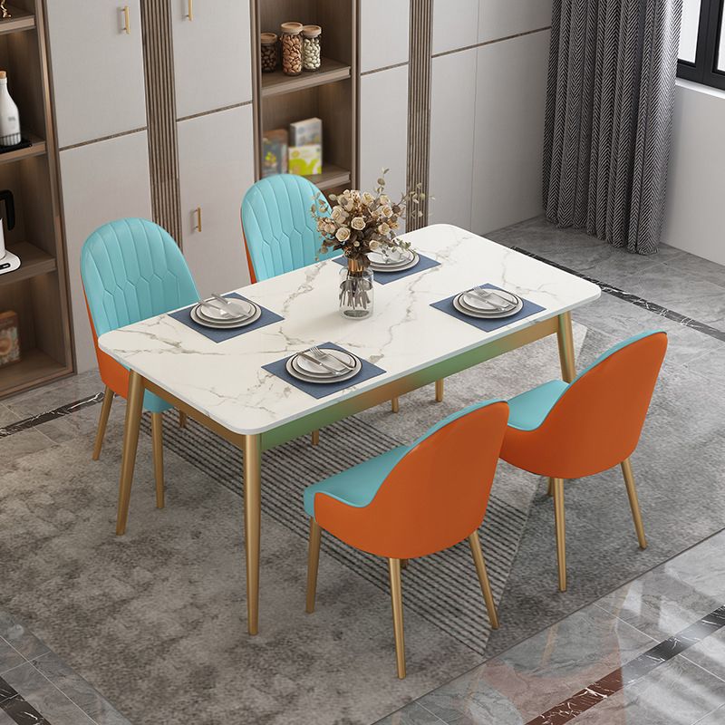 Modern White Stone Top Table Rectangle Dining Table for Kitchen