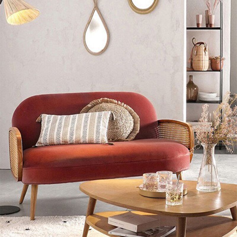 Modern Velvet Sofa 31"W Recessed Arm Tight Back Sofa with Living Room
