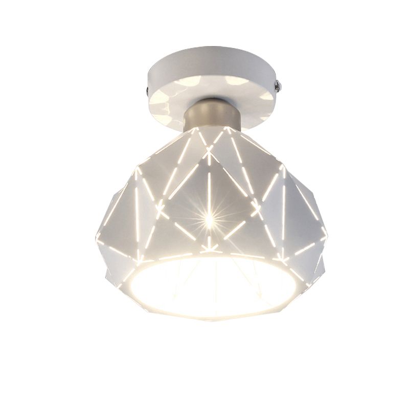 Plafonnier affleurant en polyèdre creux blanc 1 lampe de plafond métallique de Style Simple pour salle d'étude