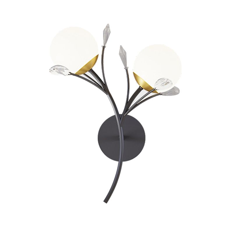 Contemporary Black Lighting Globe Glass Shaded Wall Light for Home