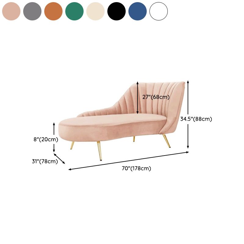 Glam Tufted Velvet Chaise Lounge with Reclining Channel Stitch Chaise for Living Room