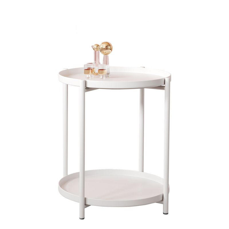 20.4" Tall 4 Legs/Cross Legs End Table Metal Round Tray Top Side End Table
