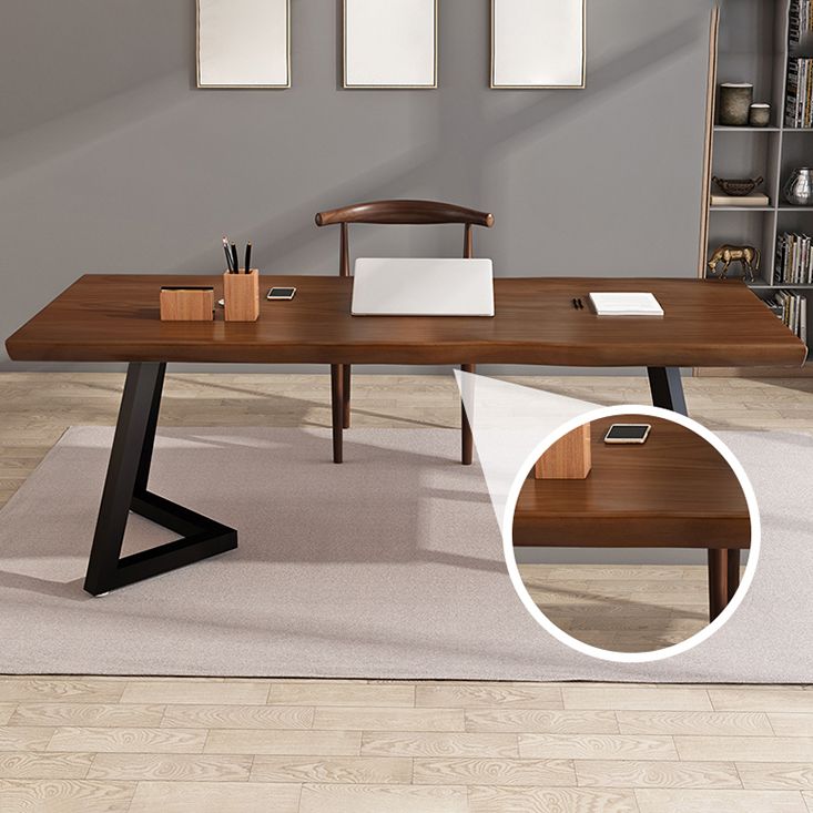 Mesa de comedor industrial de doble pedestal de rectángulo Mesa de madera de madera sólida