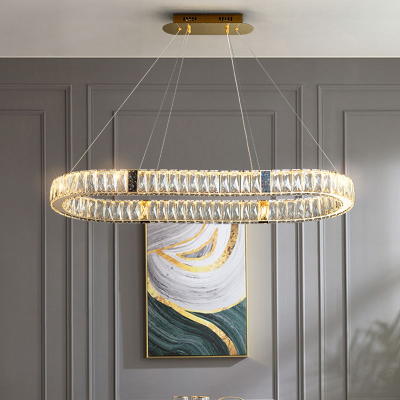 Contemporary Style Oval Shape Island Light Crystal 1 Light Island Lighting in Gold