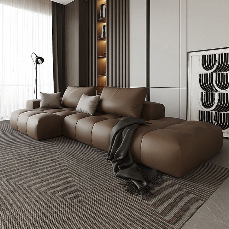 Faux Leather Pillow Back Sectional Brown/Black 106.29" Wide Sectional